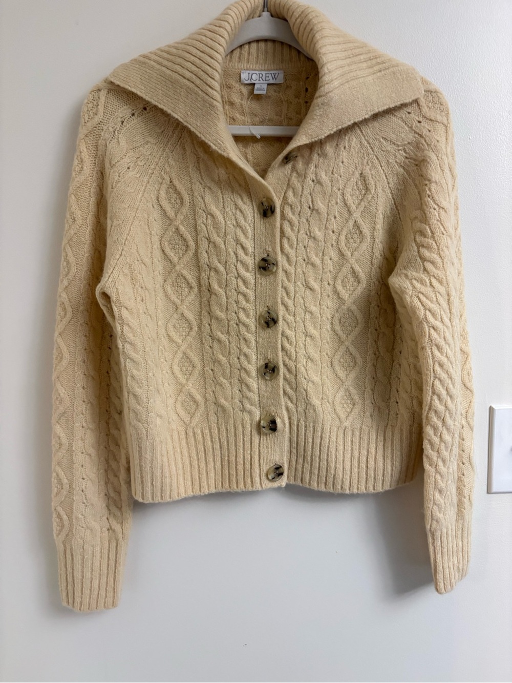 J.Crew Collared Cable Knit Cardigan Merino Alpaca Wool Small - Picture 4 of 11